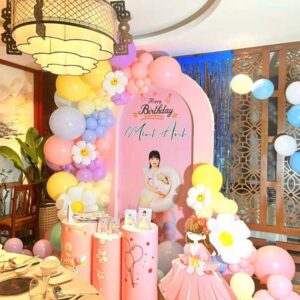 Mẫu background hồng lai bóng cho bé gái